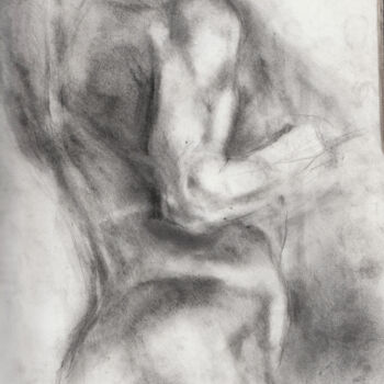 Drawing titled "etude nu masculin 9" by Grégory Geng, Original Artwork, Pencil