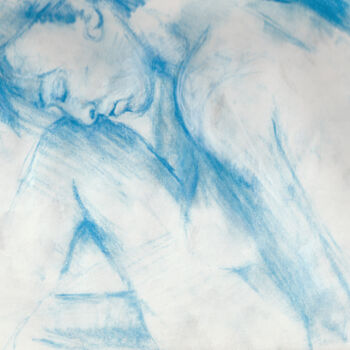 Dessin intitulée "etude bleue" par Grégory Geng, Œuvre d'art originale, Crayon