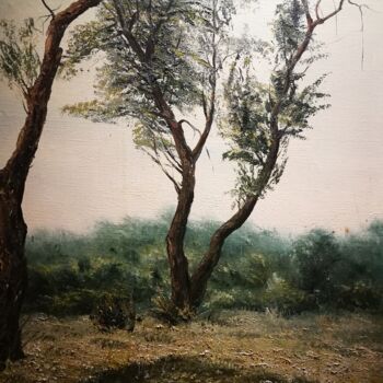 Malerei mit dem Titel "THE ROZTOCZE TREE" von Gregory King (Grzegorz Król), Original-Kunstwerk, Öl