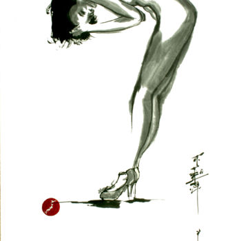 Pittura intitolato "nue aux talons" da Grégory Cortecero, Opera d'arte originale