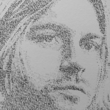 Drawing titled "1994 - Kurt Cobain" by Grégory Lanzetta, Original Artwork, Ink