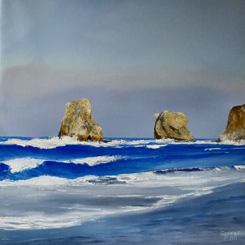 Painting titled "Hendaye,les jumeaux" by Valérie Gremmo, Original Artwork, Oil