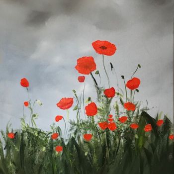 Painting titled "Coquelicots champêt…" by Valérie Gremmo, Original Artwork, Acrylic