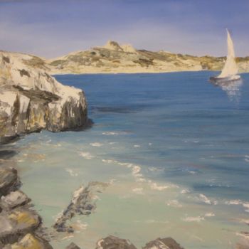 Pintura intitulada "Rêve de calanques" por Valérie Gremmo, Obras de arte originais, Óleo