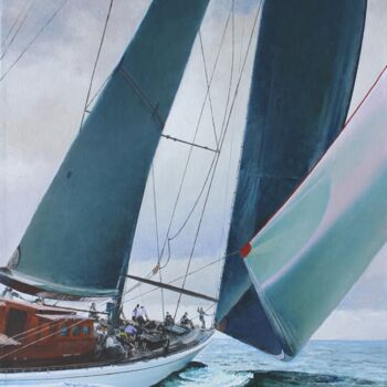 Pintura titulada "Turn of the ship to…" por Anton Grevtsev, Obra de arte original, Oleo