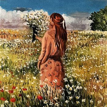 Pintura intitulada "Le bouquet" por Christian Grévellec, Obras de arte originais, Óleo