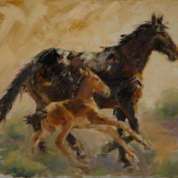 Painting titled "Morning Run" by Kristin Grevich, Original Artwork, Oil