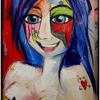 Painting titled "Happy Girl" by Gribouill'Art, Original Artwork, Acrylic