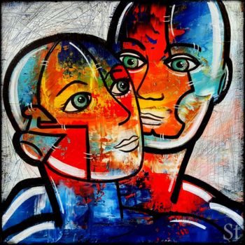 Painting titled "Je T'Aime..." by Gribouill'Art, Original Artwork, Acrylic