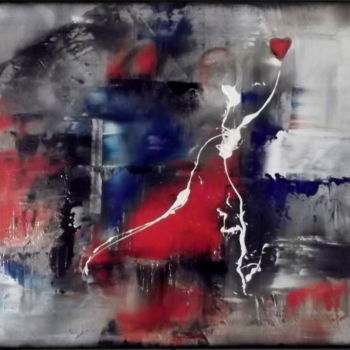 Painting titled "Coeur qui vole..." by Gribouill'Art, Original Artwork