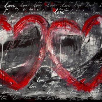 Peinture intitulée "Red'Black Love" par Gribouill'Art, Œuvre d'art originale, Acrylique