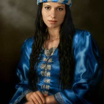 Photography titled "Girl with the blue…" by Grigore Roibu, Original Artwork, Digital Photography