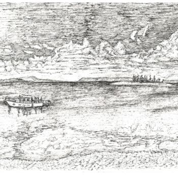 Disegno intitolato "Белое море" da Grigory Belyaev, Opera d'arte originale, Penna gel