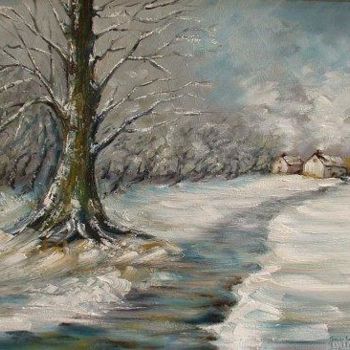 Painting titled "L'hiver a la porte" by Robert Grimonpont, Original Artwork