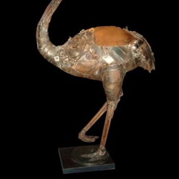 Sculpture titled "Le Nandou" by Michel Grimmer, Original Artwork, Metals