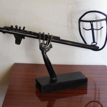 Sculpture intitulée "le flûtiste" par Grimo, Œuvre d'art originale, Métaux