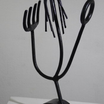 Sculpture intitulée "la jeune fille au m…" par Grimo, Œuvre d'art originale, Métaux