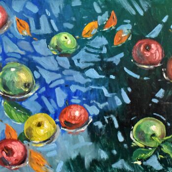 Pintura intitulada "sky in apples" por Grigorii Zulkarniaev, Obras de arte originais, Óleo