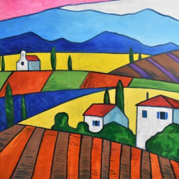Painting titled "colorful fields" by Grigorii Zulkarniaev, Original Artwork, Acrylic