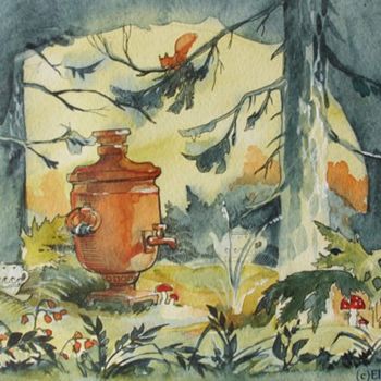 Tekening getiteld "Лесные истории 1" door Elena Grishchenko, Origineel Kunstwerk