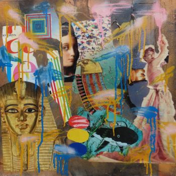 Collages intitulée "TOUTANKHAMON - toil…" par Groovy, Œuvre d'art originale, Découpages