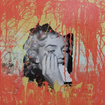 Collages intitulée "MARYLINE-toile-50x50" par Groovy, Œuvre d'art originale