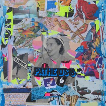 Pittura intitolato "PATHE DS8" da Groovy, Opera d'arte originale, Collages Montato su Telaio per barella in legno