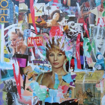 Collages titled "FILLE DE PIRATES" by Groovy, Original Artwork, Collages