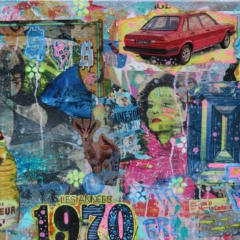 Collages intitulée "LES ANNEES 70" par Groovy, Œuvre d'art originale, Collages