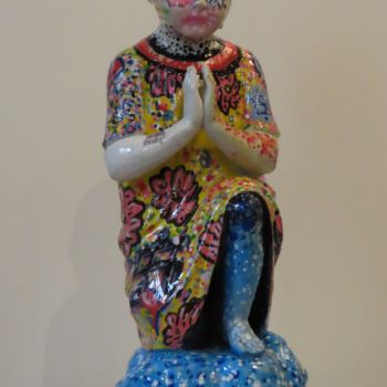 Skulptur mit dem Titel "MON ANGE GARDIEN" von Groovy, Original-Kunstwerk, Acryl