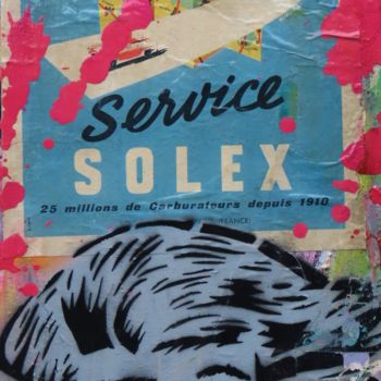 Painting titled "SERVICE SOLEX" by Groovy, Original Artwork, Acrylic Mounted on Wood Stretcher frame