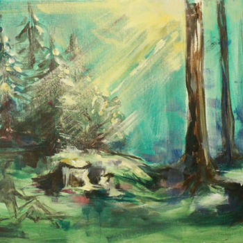 Peinture intitulée "Landscape Baisoara" par Denisa Grosu, Œuvre d'art originale, Acrylique