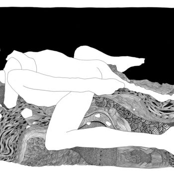 Рисунок под названием "fusion nocturne" - Grotesk, Подлинное произведение искусства, Чернила