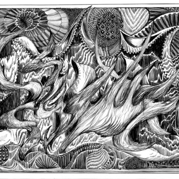 "Feu de bois" başlıklı Resim Grotesk tarafından, Orijinal sanat, Mürekkep