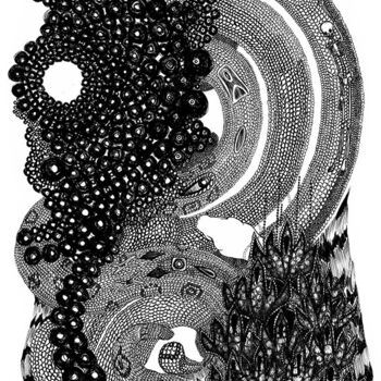 Рисунок под названием "Serpent de corail" - Grotesk, Подлинное произведение искусства, Чернила