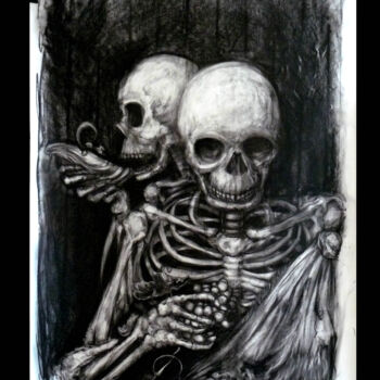 Рисунок под названием "Les Deux Satyrs" - Grotesk, Подлинное произведение искусства, Древесный уголь