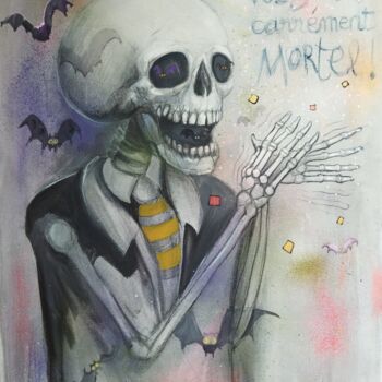Painting titled "Mortel" by Grotesk, Original Artwork, Acrylic Mounted on Wood Stretcher frame