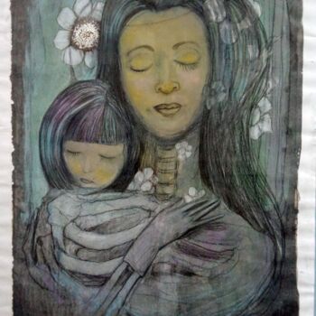 Peinture intitulée "La Vierge et l'enfa…" par Grotesk, Œuvre d'art originale, Acrylique