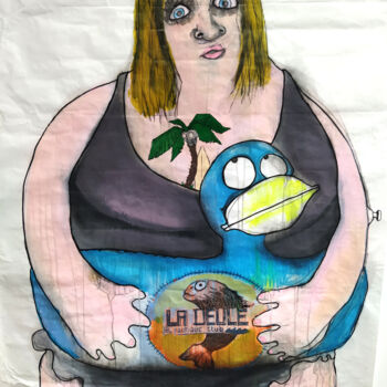 Painting titled "Coconut girl" by Grotesk, Original Artwork, Acrylic