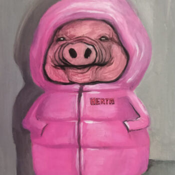 Schilderij getiteld "Pig" door Grotesk, Origineel Kunstwerk, Acryl