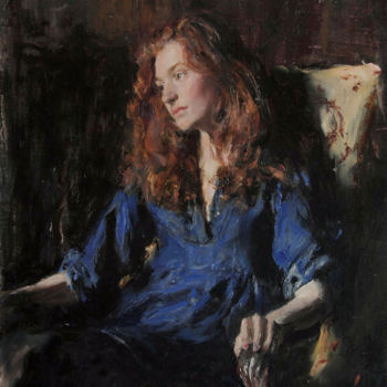 Картина под названием "English girl in blu…" - Evgeny Grouzdev, Подлинное произведение искусства