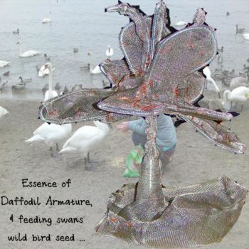 Sculpture intitulée "daffodil swans.jpg" par Sari Grove, Œuvre d'art originale