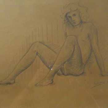 Drawing titled "Nudo maschile" by Giuseppe Guerra, Original Artwork