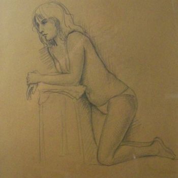Dessin intitulée "Nudo femminile" par Giuseppe Guerra, Œuvre d'art originale