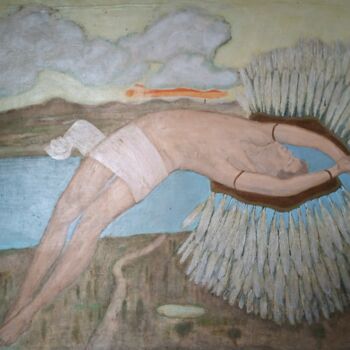 Malerei mit dem Titel "Ikar" von Grzegorz Domher, Original-Kunstwerk, Öl