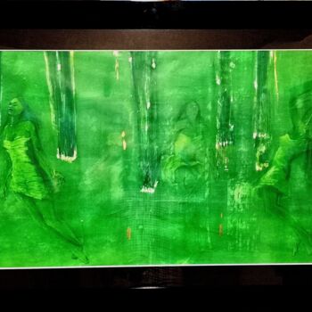 Картина под названием "WOMAN IN THE WATER" - Grzegorz Lerka, Подлинное произведение искусства, Масло Установлен на Деревянна…