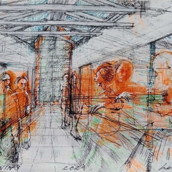 Рисунок под названием "Drawing 004 by Grze…" - Grzegorz Lerka, Подлинное произведение искусства, Шариковая ручка
