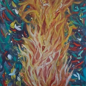 Peinture intitulée "od, ateş, fire" par Gülay Şimşek, Œuvre d'art originale, Pigments