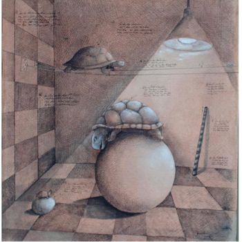 Painting titled "Tortugas equilibris…" by Eduardo Gualdoni, Original Artwork