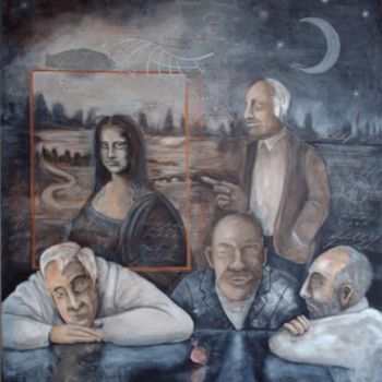 Painting titled "Gioconda y personaj…" by Eduardo Gualdoni, Original Artwork